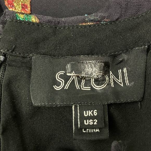 SALONI Silk Fil Coupe Marissa Mini Dress in Black Rainbow. * Read - Picture 13 of 15